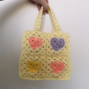 Handmade Crochet Heart Mini Bag